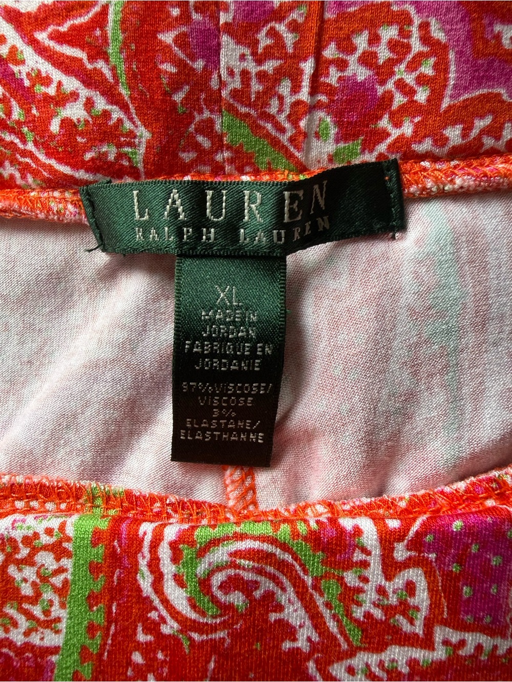 Lauren Ralph Lauren Paisley Wide Leg Palazzo Pants Pink Orange XL - Picture 4 of 5